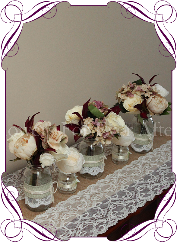 Vintage Pastel Burgundy Rustic Style Silk Artificial - Wedding (608x822), Png Download