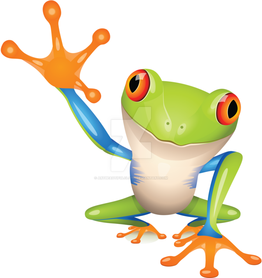 Banner Black And White Colorful Frogs Clipart - Colorful Frog (873x915), Png Download