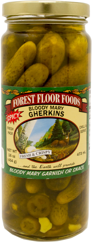 Forest Floor Bloody Mary Gherkins - Forest Floor Foods Garlic Stuffed Spanish Olives (1000x1000), Png Download