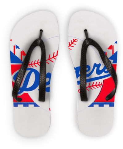 1960's Retro Los Angeles Dodgers Baseball ﻿adult Flip - Flip-flops (500x500), Png Download