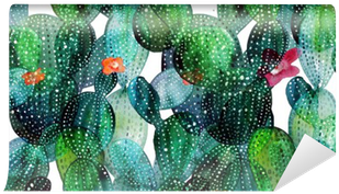 Cactus Pattern In Watercolor Style Vinyl Wall Mural - Watercolor Painting (400x400), Png Download