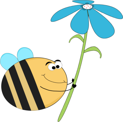 Blue Flower Clipart Bee Flower - Thank You Bee Clipart (400x398), Png Download