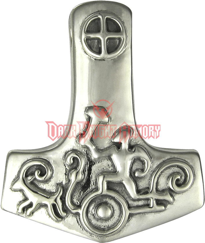 Silver Petroglyph Thors Hammer Pendant - Mjölnir (850x850), Png Download