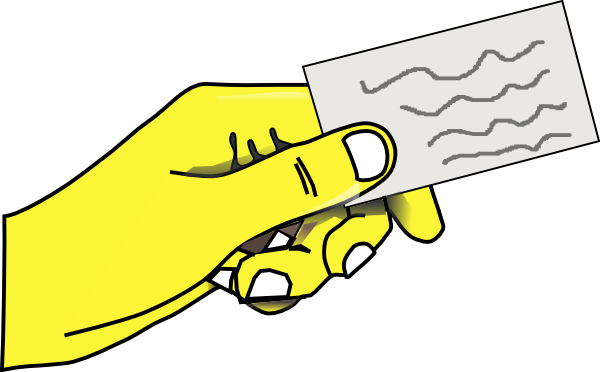 Yellow Hands Giving Offering Clip Art - Business Card Clip Art (600x372), Png Download