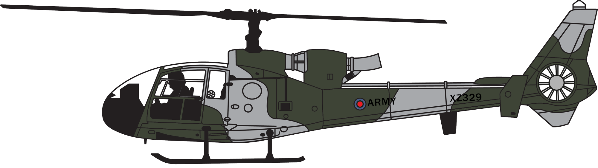 Westland Sa - Military Helicopters Side View (2000x564), Png Download