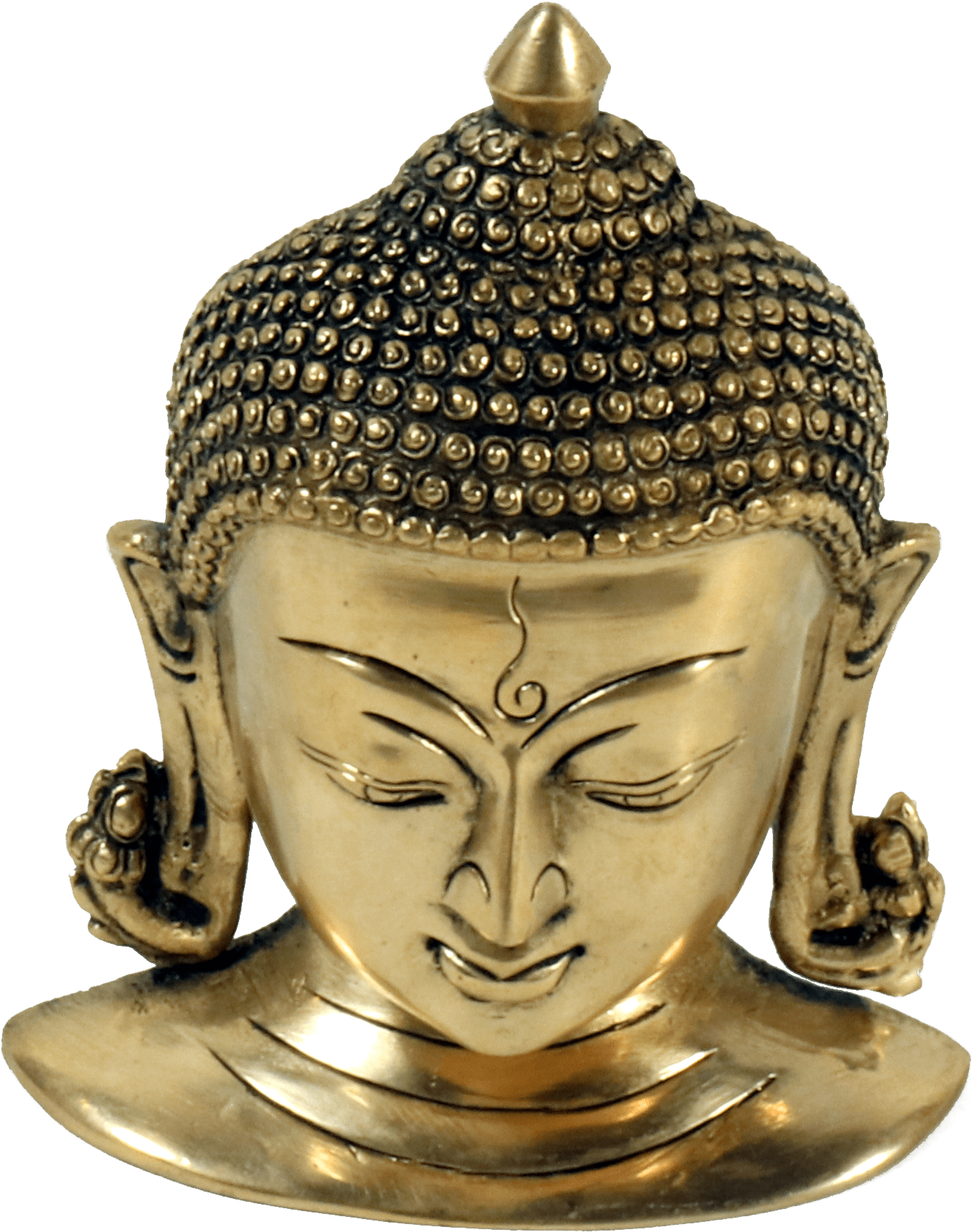 Buddha Head Brass Buddha Idol - Buddhism (1556x1848), Png Download