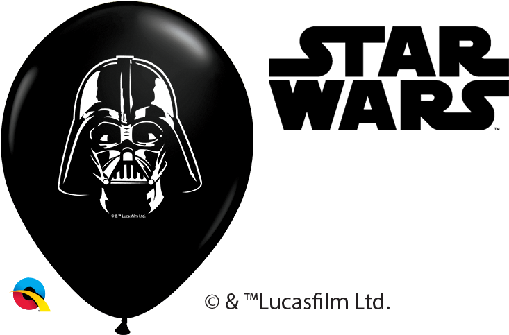 5" Darth Vader Face Latex Balloons 100 Count - Star Wars (1200x492), Png Download