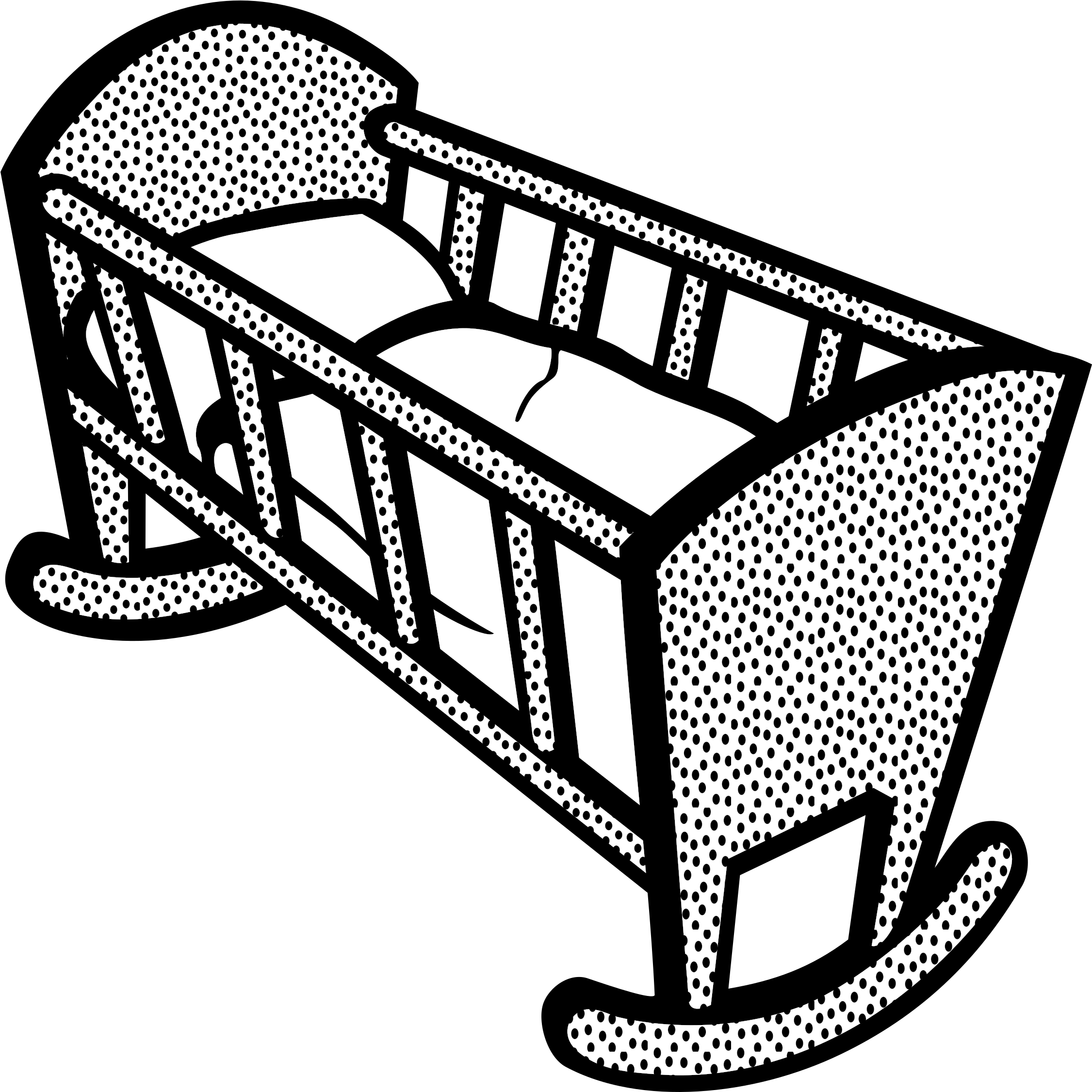 Cradle Clipart Free Pinterest - Baby Cot Clipart Black And White (2400x2400), Png Download