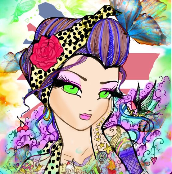Freetoedit Paintedbyme Tattoogirl Rockabilly Digitalar - Rockabilly (554x558), Png Download