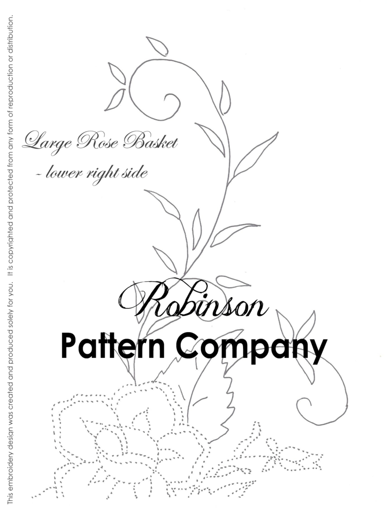Large Rose Basket Hand Embroidery Pattern - Bow Hand Embroidery Design (794x1024), Png Download
