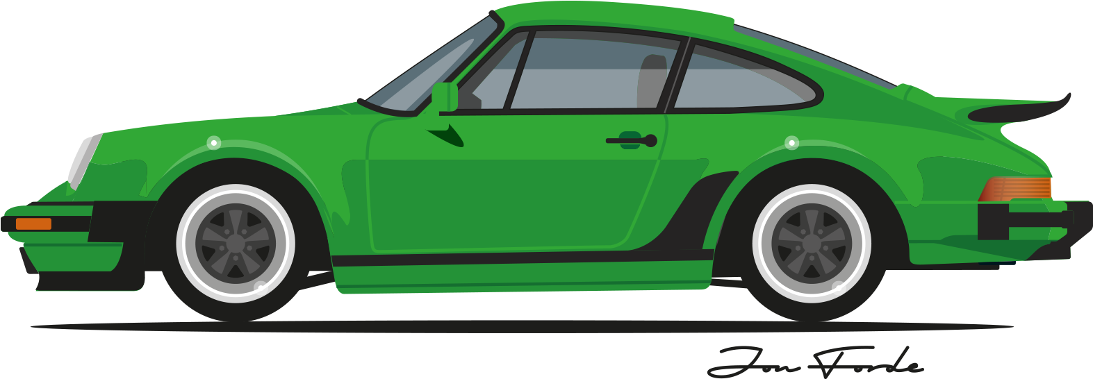 Porsche Vector Silhouette Clipart Royalty Free - Porsche 930 (1635x1635), Png Download