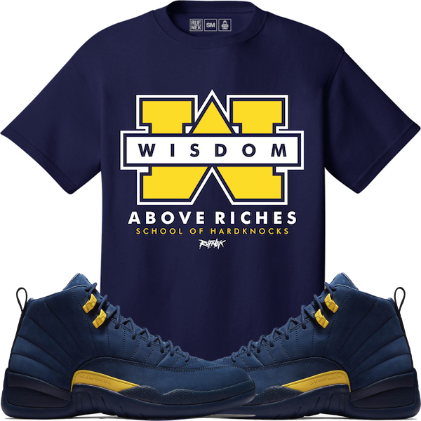Jordan Retro 12 Michigan Sneaker Tees Shirt - Shirts Match To Jordan 12 Michigan (600x600), Png Download