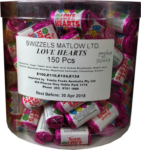 Swizzels Matlow Love Hearts 150 Pcs Fun Size (600x600), Png Download