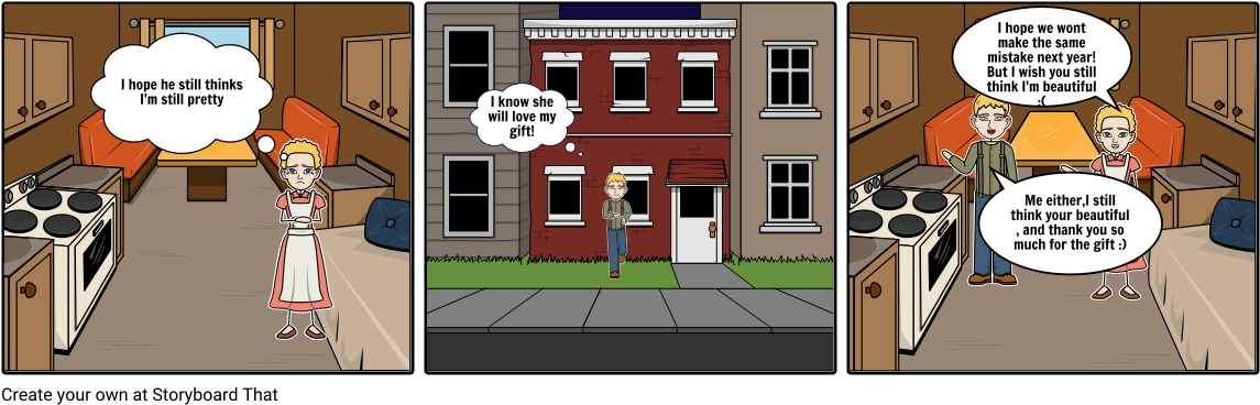 Gift Of The Magi Comic Script - Cartoon (1164x385), Png Download