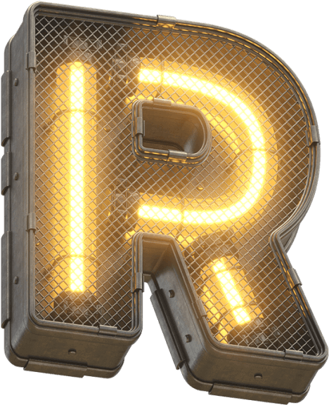Futuristic Yellow Light Font - Light Letter Png (595x595), Png Download