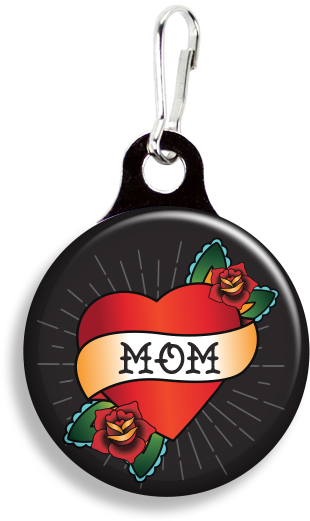 Mom Heart Tattoo Black - Zoogee Pzp1ds-b - Zipper Pulls 3/4" Metal Back (353x530), Png Download