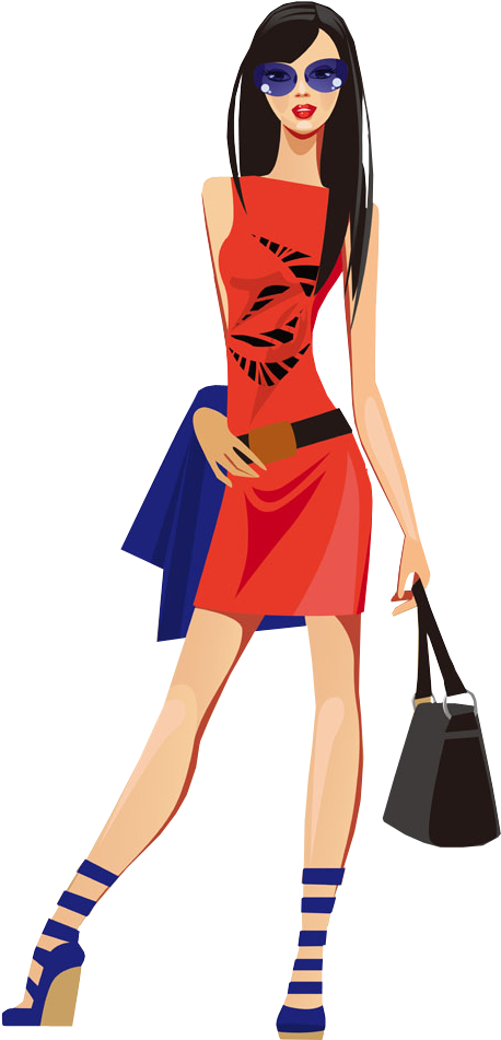 Girls Shopping Png Hd Transparent Girls Shopping Hd - Fashion Girl Clipart Png (490x970), Png Download