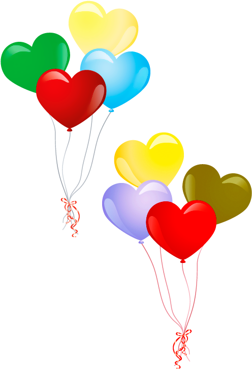 Ballons,png,tube - Heart Balloons (562x767), Png Download