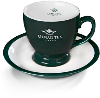 Classic Green Teacup & Saucer - Ahmad Tea Cup Png (350x392), Png Download