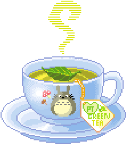 Totoro Tumblr I Wish The Cup Was - Green Tea Pixel Art (500x488), Png Download