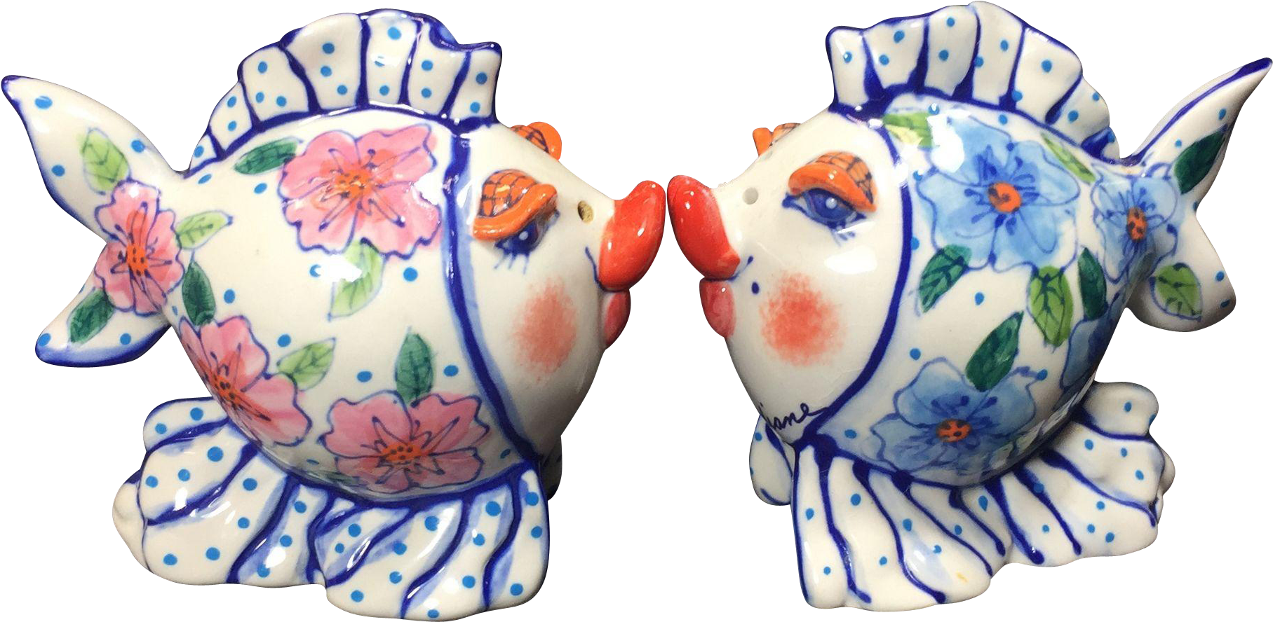 Diane Artware Kissing Caricature Fish Salt Pepper Shakers - Flea Market (1814x1814), Png Download