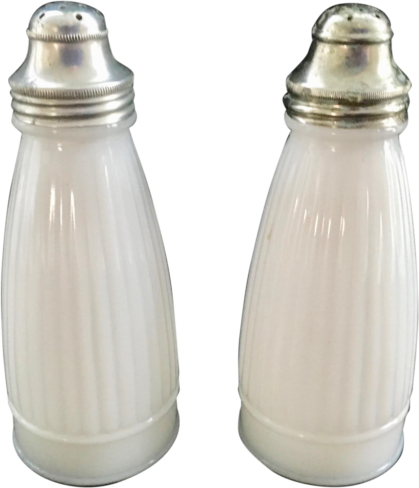 These Beautifully Translucent Vintage White Milk Glass - Salt And Pepper Shakers (1626x1626), Png Download