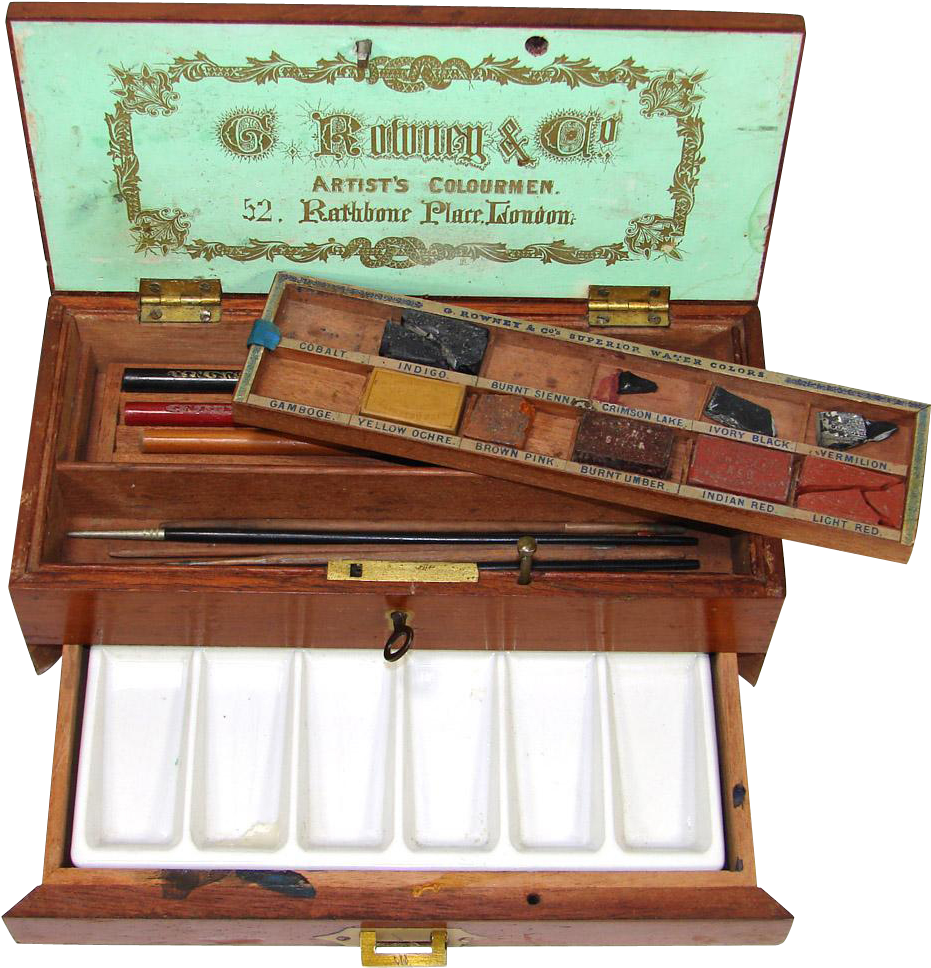 Rare Antique English G - Watercolor Painting (967x967), Png Download