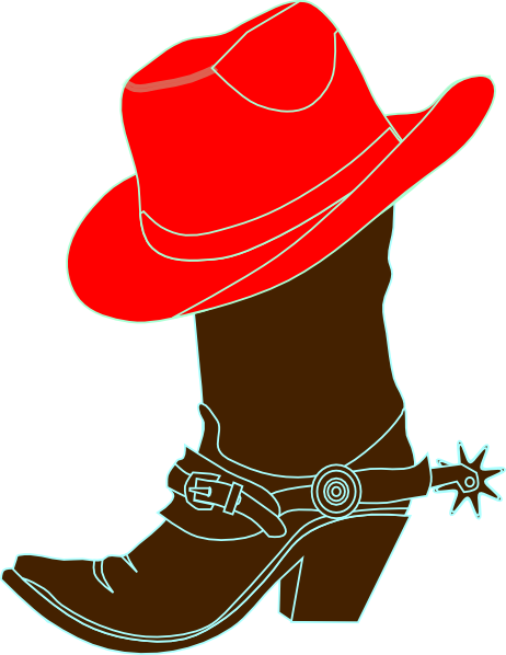 Red Cowgirl Hat And Boot Clip Art At Clker - Cowgirl Hat Clip Art (462x598), Png Download
