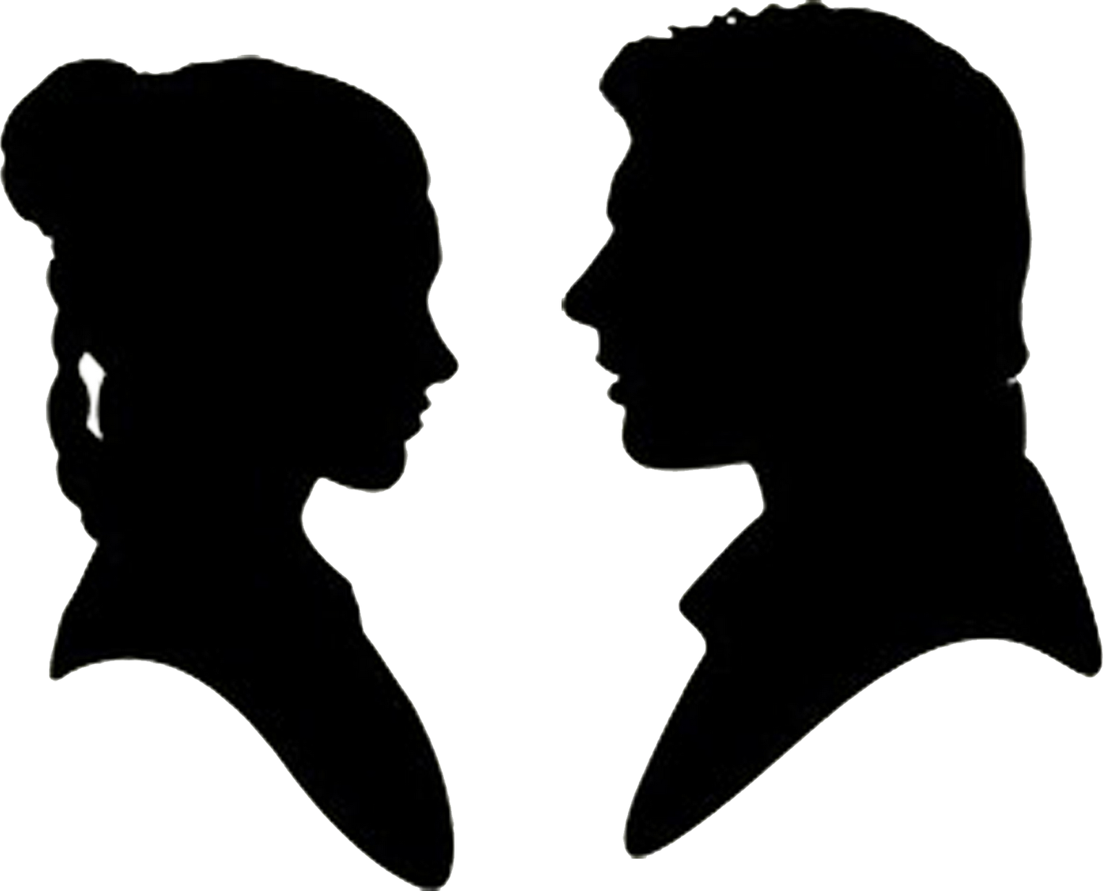 Princess Leia And Han Solo Silhouettes - Princess Leia And Han Solo Silhouette (1600x1292), Png Download