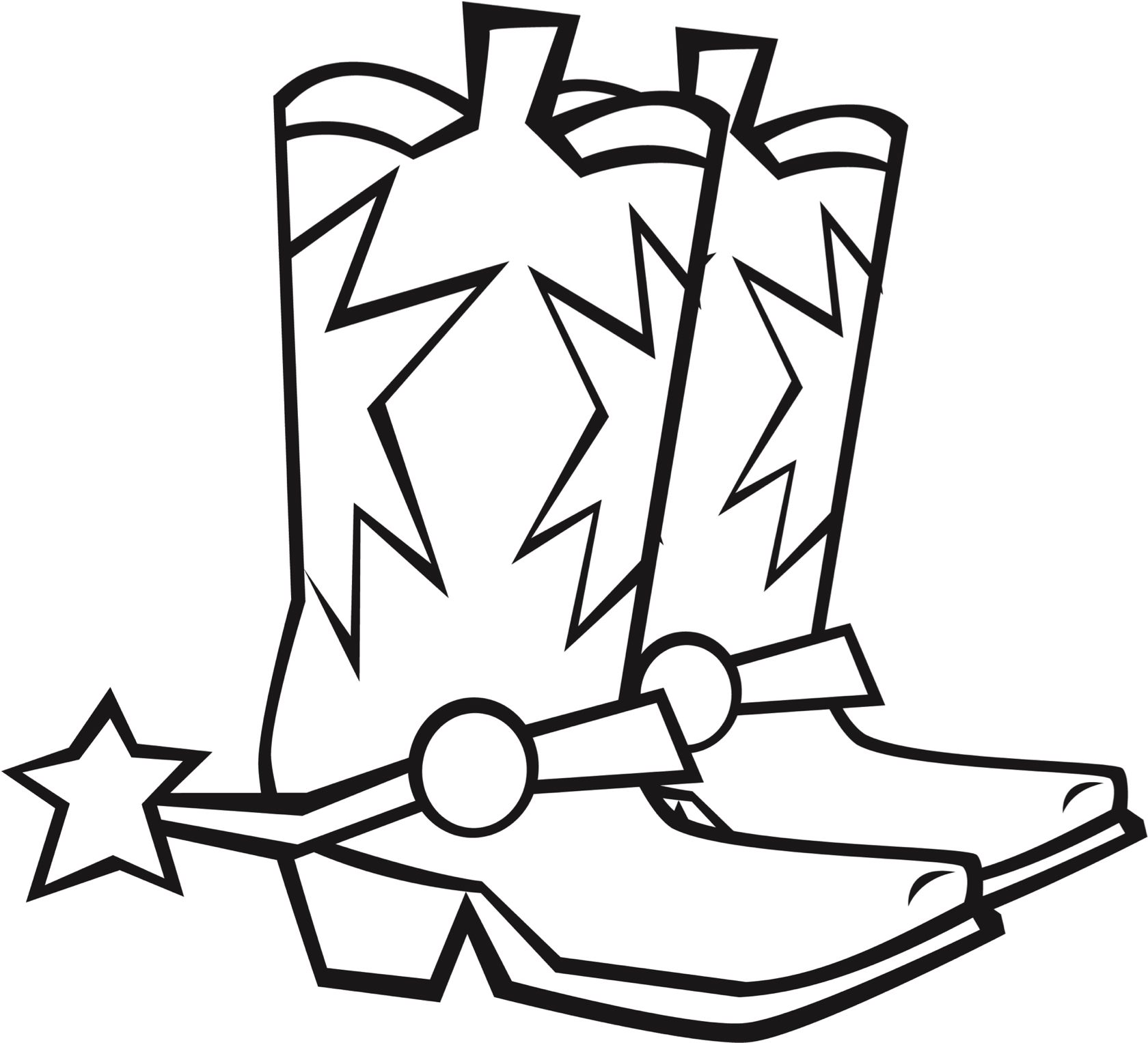 Cowboy Boots And Spurs - Drawings Of Rodeo Boots (2541x2310), Png Download