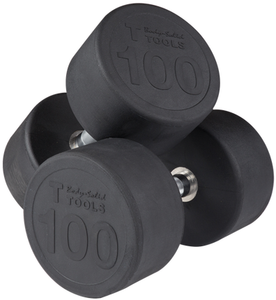 Image - Body Solid 100lb Round Rubber Dumbbells (500x500), Png Download