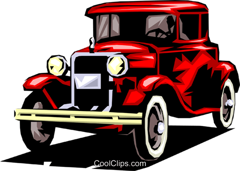 Classic Cars Royalty Free Vector Clip Art Illustration - Old Fashioned Car Clipart (480x342), Png Download