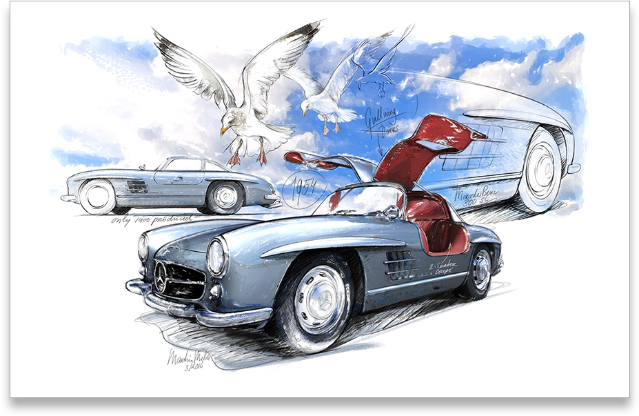 Mercedes Gullwing - Mercedes-benz 300sl (990x634), Png Download