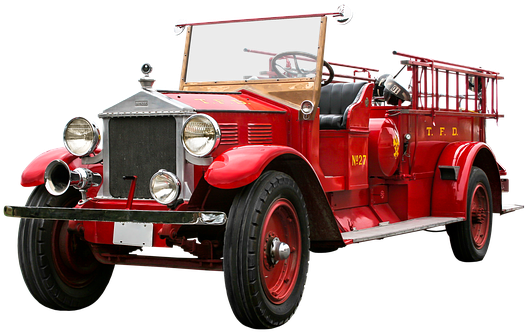 Fire Engine Png - Vintage Old Fire Truck Clipart (640x426), Png Download