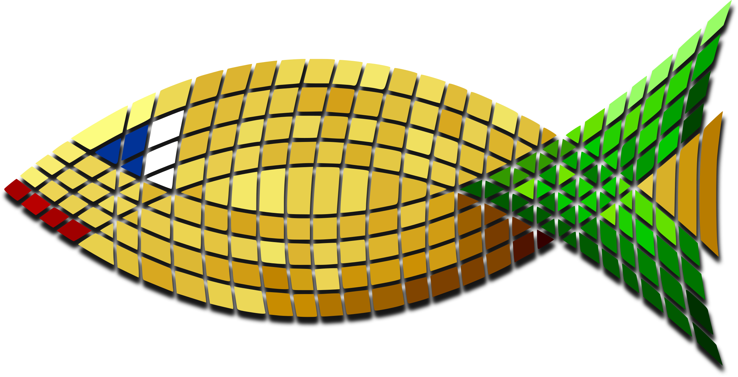 Goldfish Clipart Fish Tail - Pez En Mosaico (2400x1227), Png Download