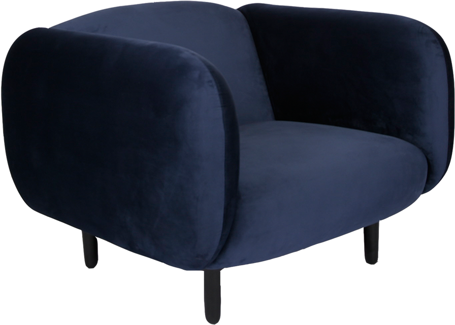 Mora Velvet Armchair - Fauteuil Moïra Bleu Nuit Studio (1000x1000), Png Download