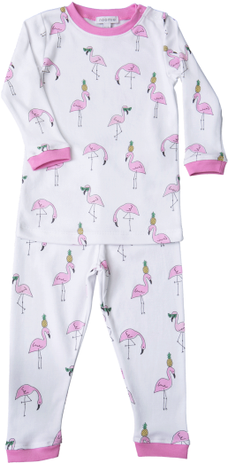 Pink Flamingos Two Piece Pj - Nightwear (570x570), Png Download