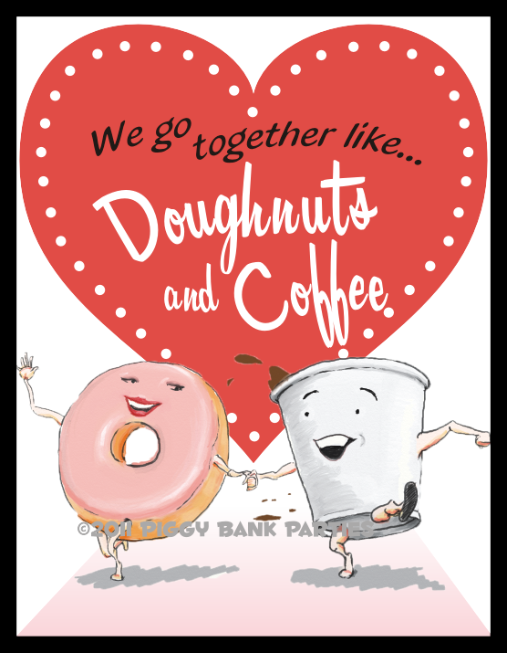 Doughnuts And Coffee} - Vintage Valentines Images Coffee (556x715), Png Download