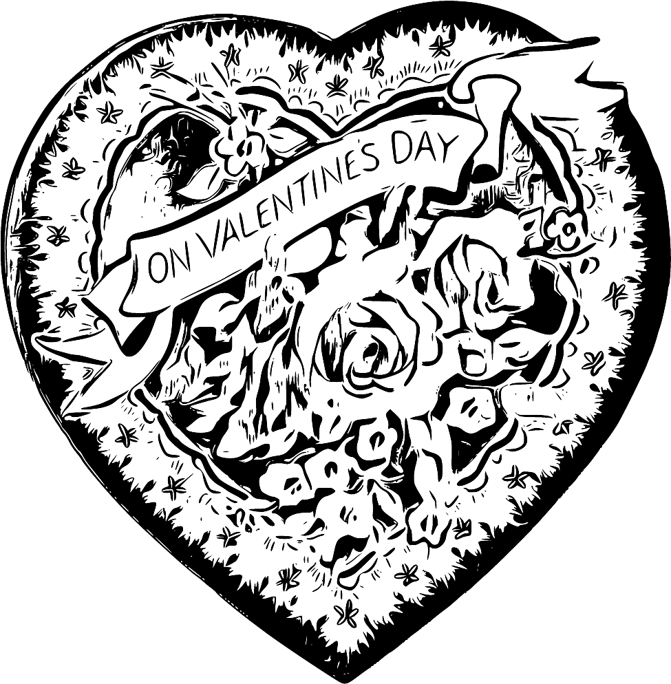 Heart At Getdrawings Com Ranunculus Drawing Vintage - Vintage Valentine Cards (1100x1200), Png Download