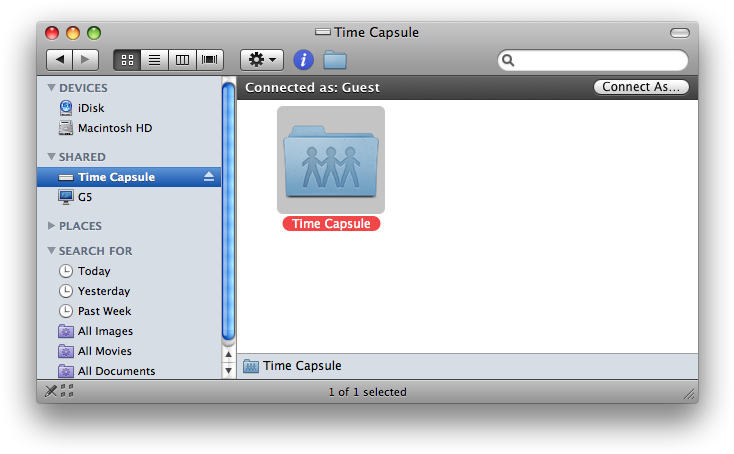 Leopard Automatically Connects As A Guest, But Users - Airport Time Capsule Finder (741x461), Png Download
