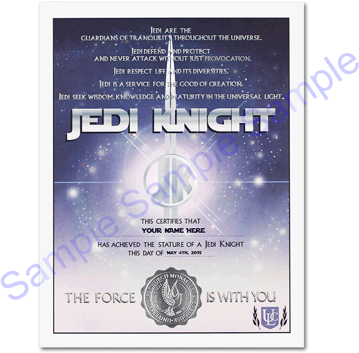 Jedi Knight Certificate (1000x750), Png Download