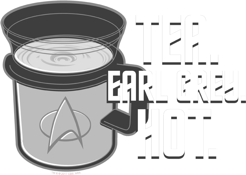 Star Trek Earl Grey Men's Long Sleeve T-shirt - Calligraphy (850x720), Png Download