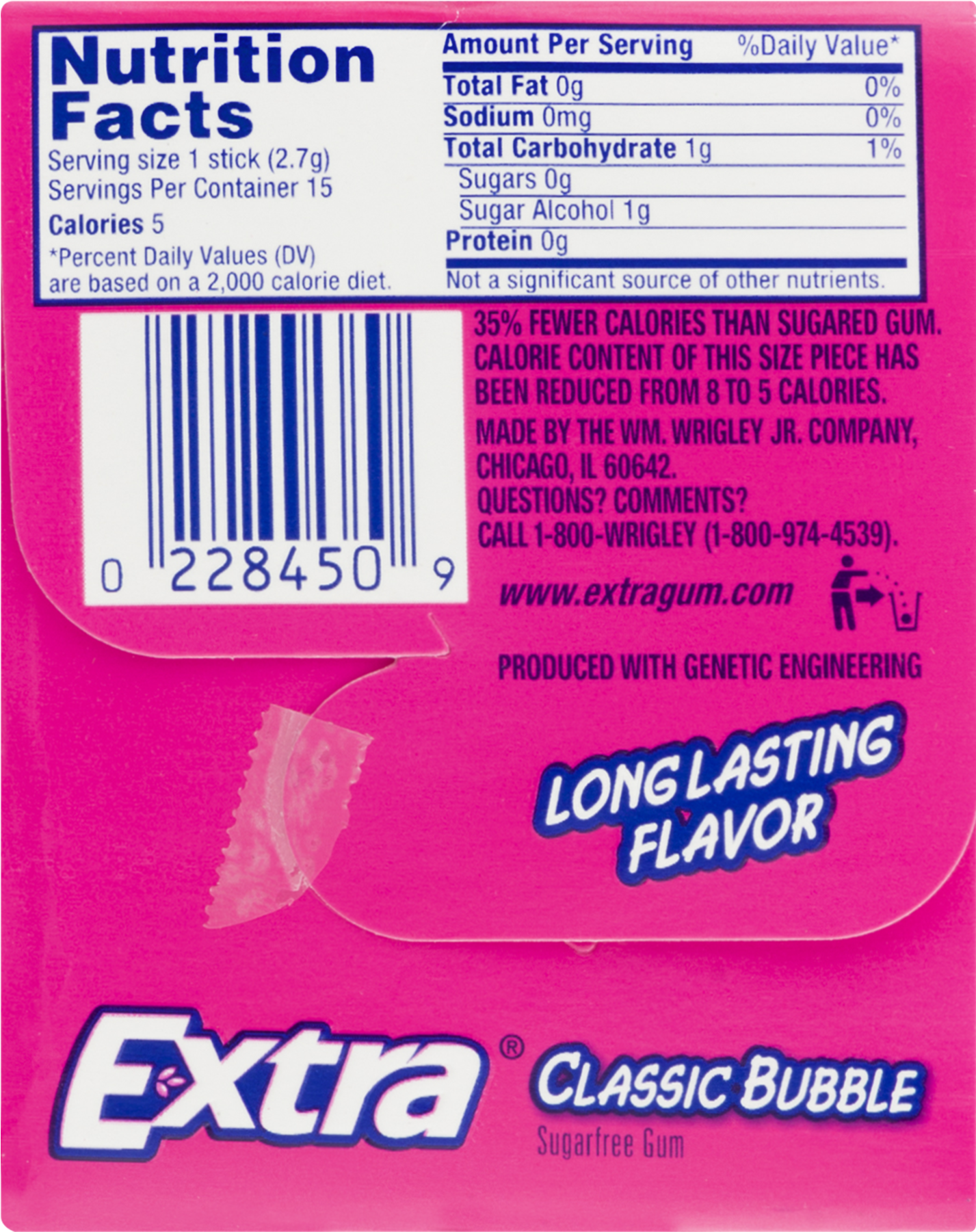 Extra Gum Nutritional Information (1800x1800), Png Download