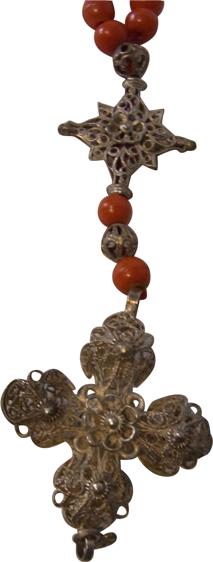 Antique German Rosary 1850´s With Coral Beads - Bead (1790x1790), Png Download
