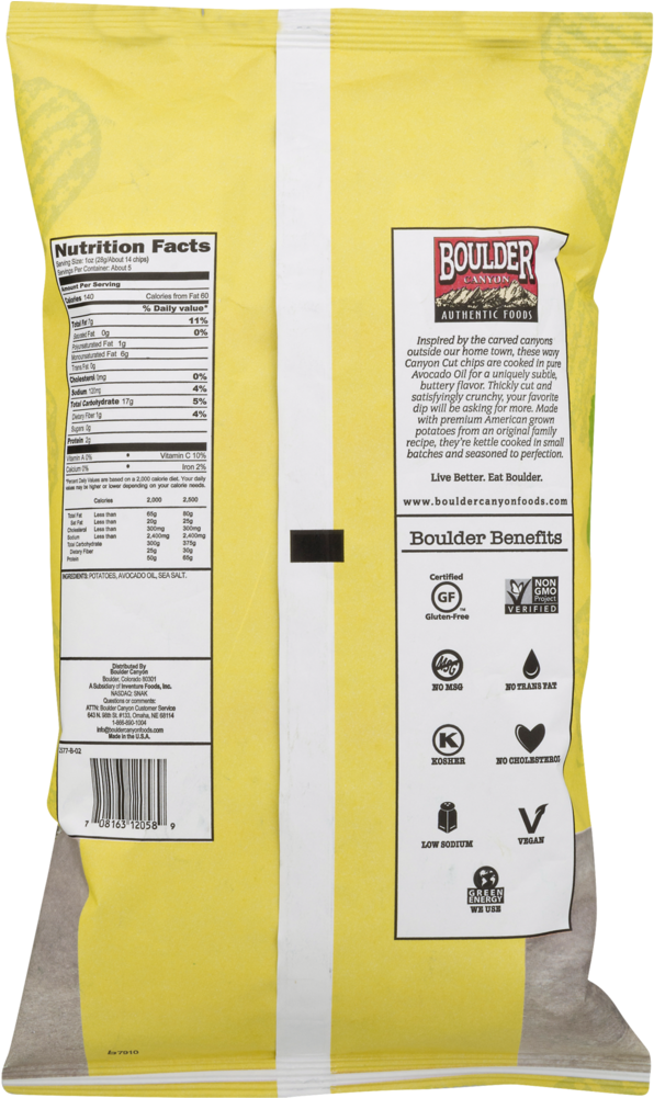 Boulder Canyon Avocado Oil Canyon Cut Kettle Potato - Boulder (1000x1000), Png Download