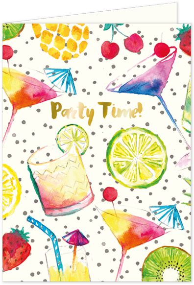 Party Time - Totally Tropical Cocktails - Party Time Greetings Card (600x600), Png Download