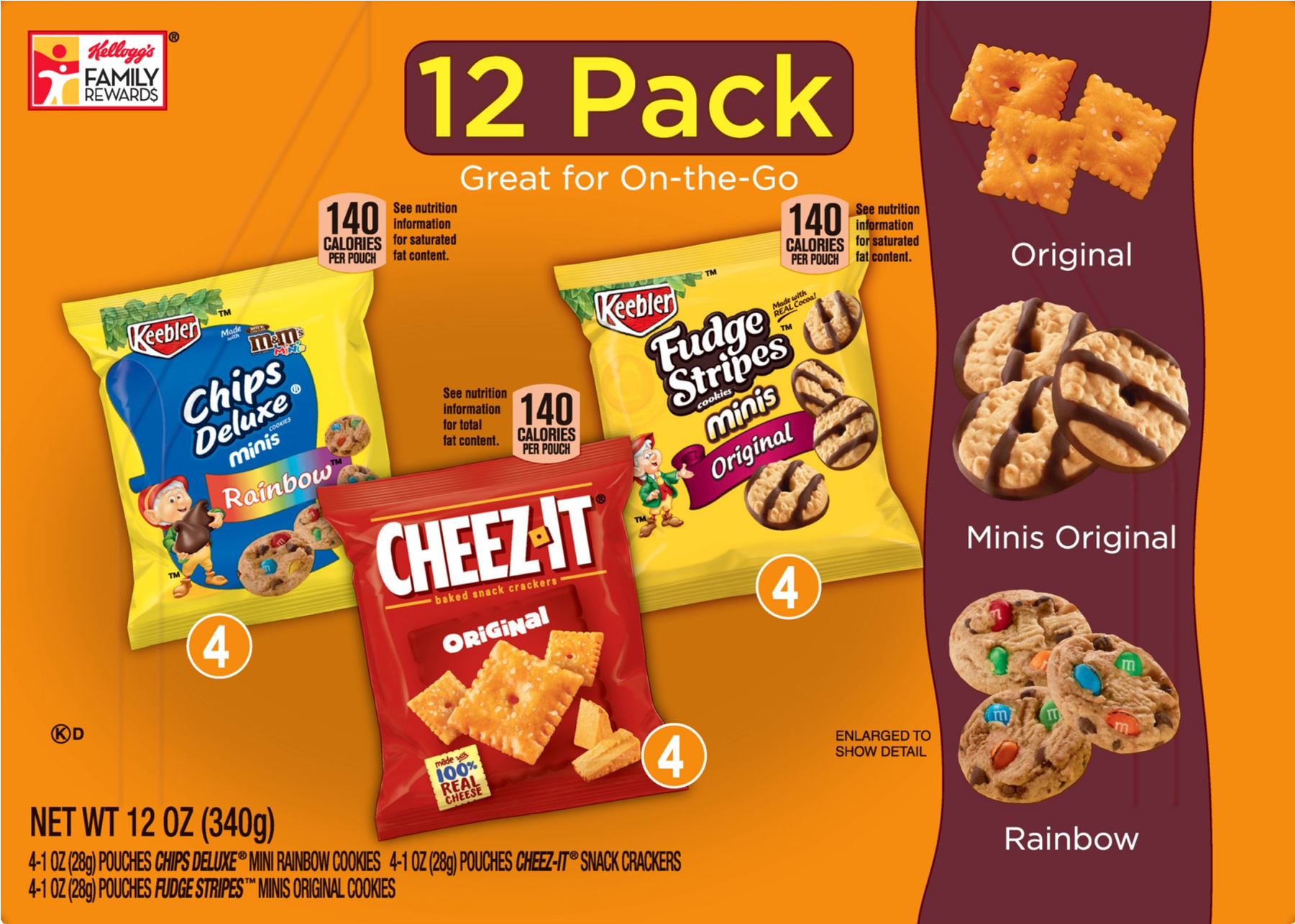 Keebler Chips Deluxe/cheez It/fudge Stripes Snack Variety - Keebler Snacks, Variety Pack - 12 Count, 12 Oz Box (1800x1800), Png Download
