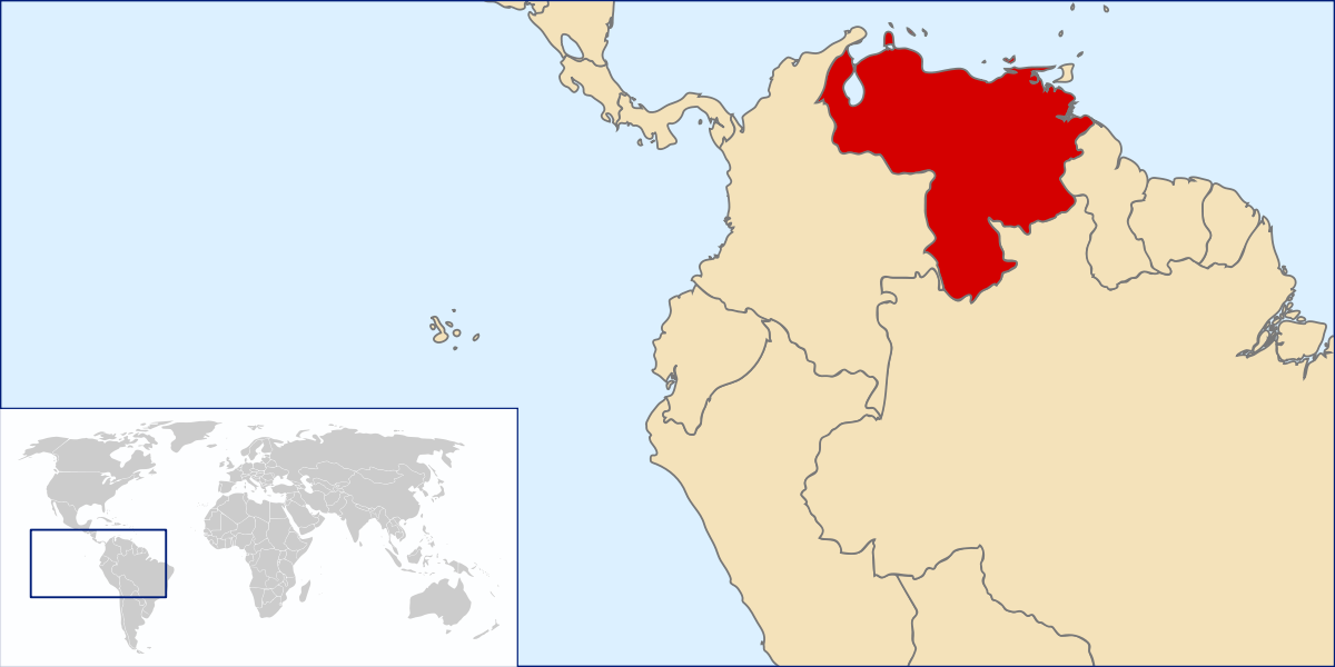 Location Of Venezuela (1200x600), Png Download