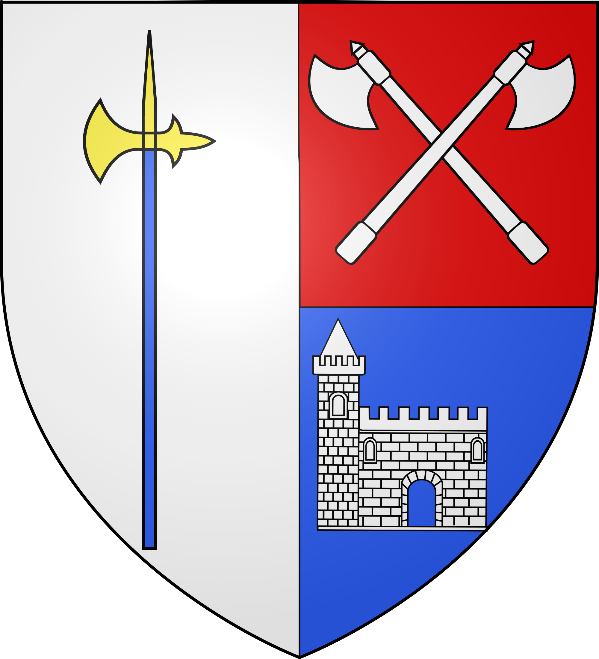 Shield Depicting A Halberd On The Left And Two Battleaxes (2000x2200), Png Download
