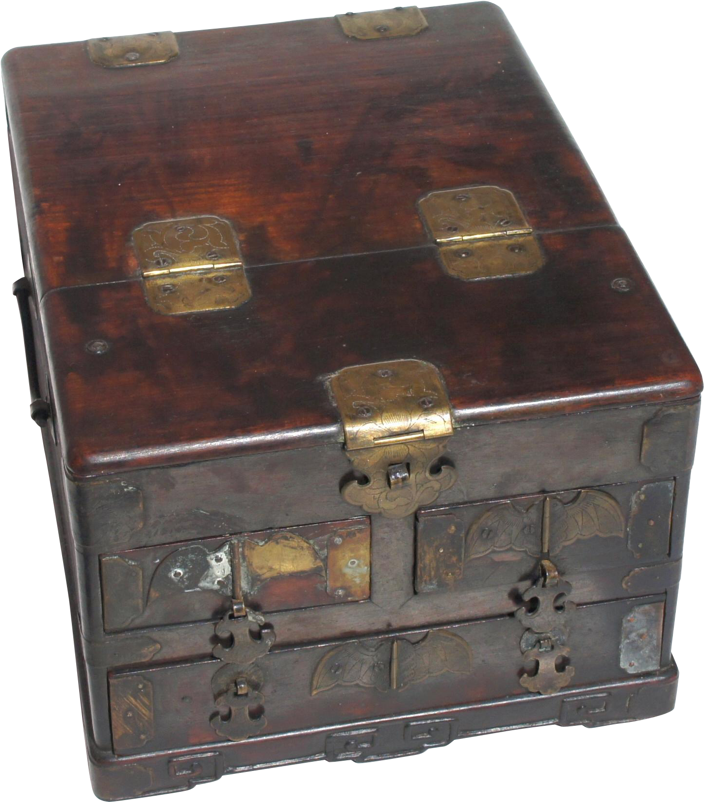 Antique Rosewood Brass Chinese Make-up Vanity Mirror - Antique Chinese Box Drawers (1652x1652), Png Download